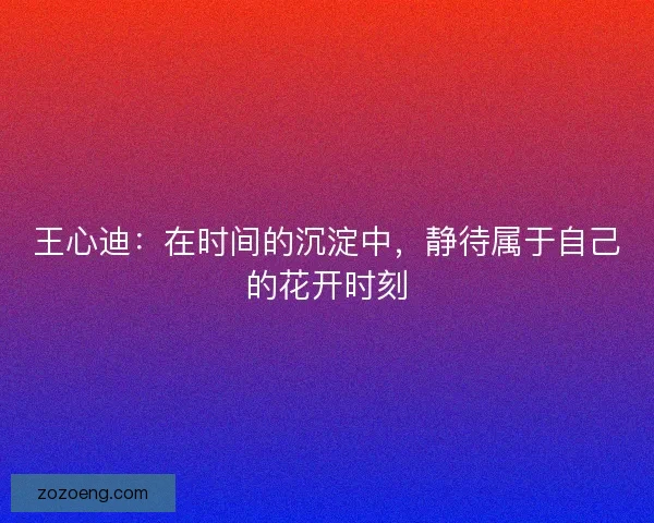 王心迪:在时间的沉淀中,静待属于自己的花开时刻 王心迪:在时间的沉淀中,静待属于自己的花开时刻
