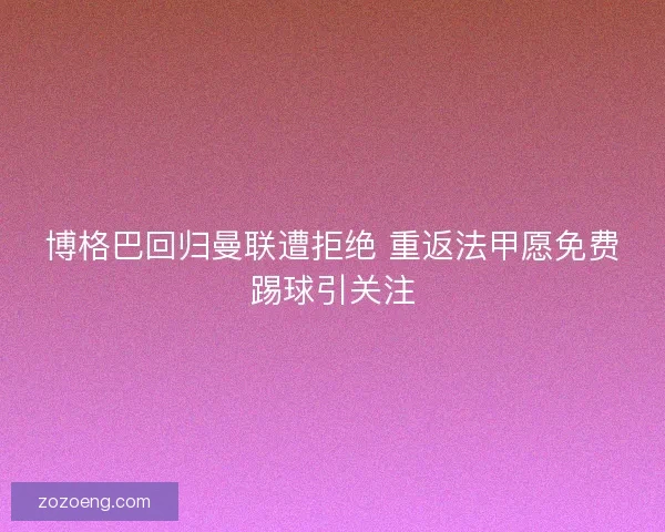 博格巴回归曼联遭拒绝 重返法甲愿免费踢球引关注 博格巴回归曼联遭拒绝 重返法甲愿免费踢球引关注